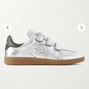 Isabel Marant Beth Sneaker Silver Gunmetal Leather/Black/Gum Sole sz 39 New Box